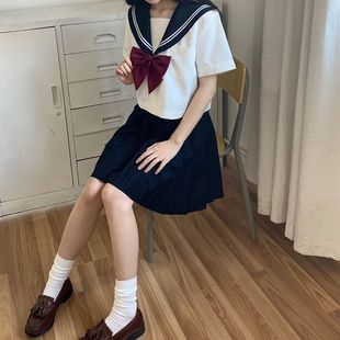 特大码 女装 微胖MM200斤遮肚jk制服套装 日系水手服不良长裙学生装