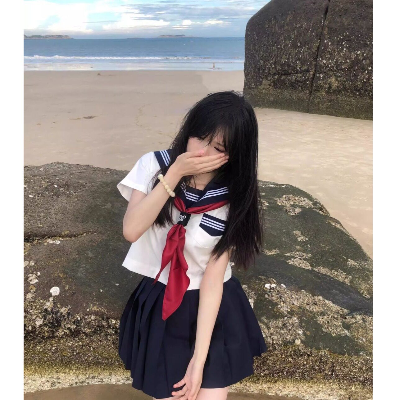 胖MM大码jk制服套装原创日系学院风中间服基础款白三本水手服短袖图片