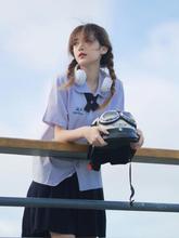 特大码女装微胖MM200斤遮肚制服jk衬衫短袖泰式校服学院风套装夏