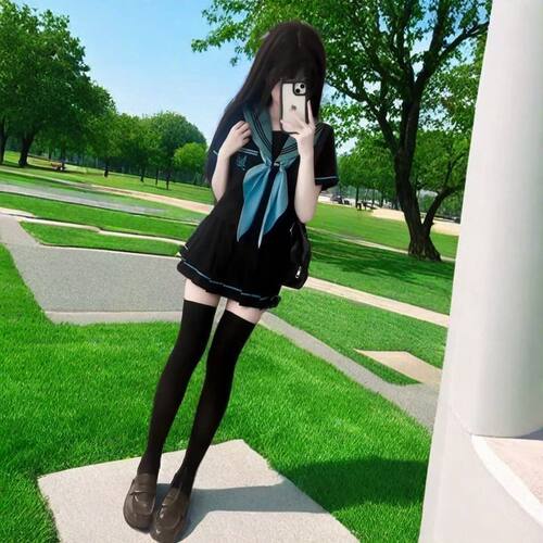 胖MM大码少女原创JK制服学院风收腰三本校供感日系水手服短裙套装