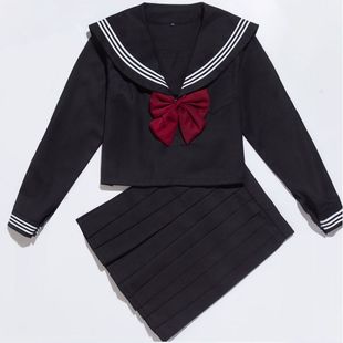 特大码女装微胖MM200斤遮肚日系JK中间服黑色短裙JK制服学院风女