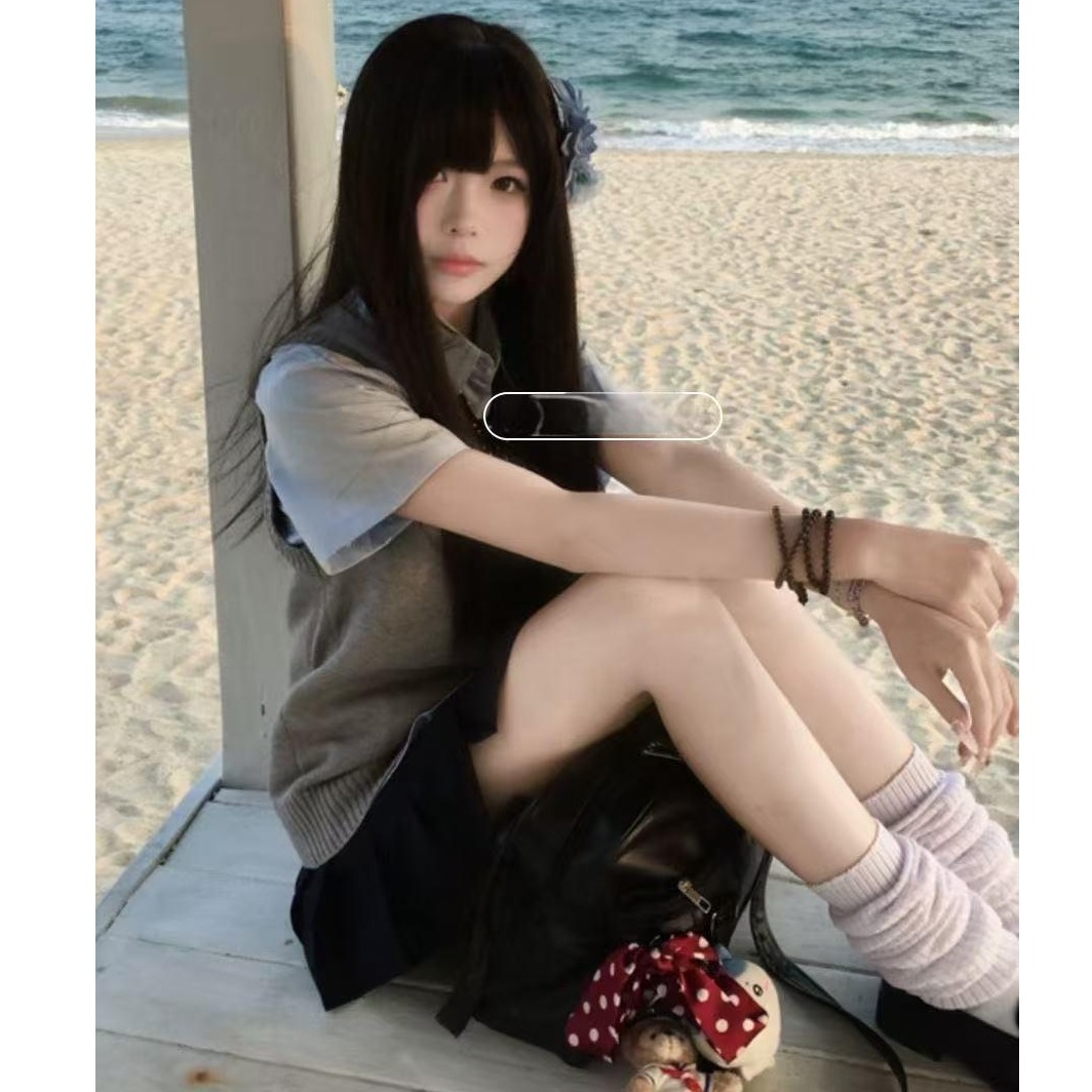 胖MM大码日系清冷美女jk制服甜妹叠穿马甲基础款上衣纯色背心套装