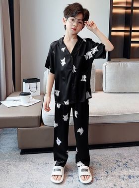 734短袖衬衫领黑色小猫印花