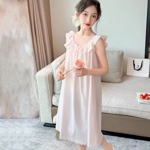 网红小女生睡裙夏季新款薄款吊带女童睡裙冰丝中大童空调服连衣裙