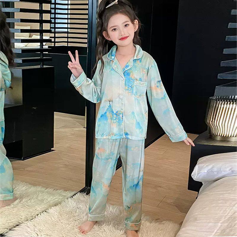 儿童睡衣春秋款新款翻领长袖女童家居服套装宽松薄款子大童空调服,童装/婴儿装/亲子装,家居服套装,淘宝优惠券,粉丝福利购,淘宝优惠卷