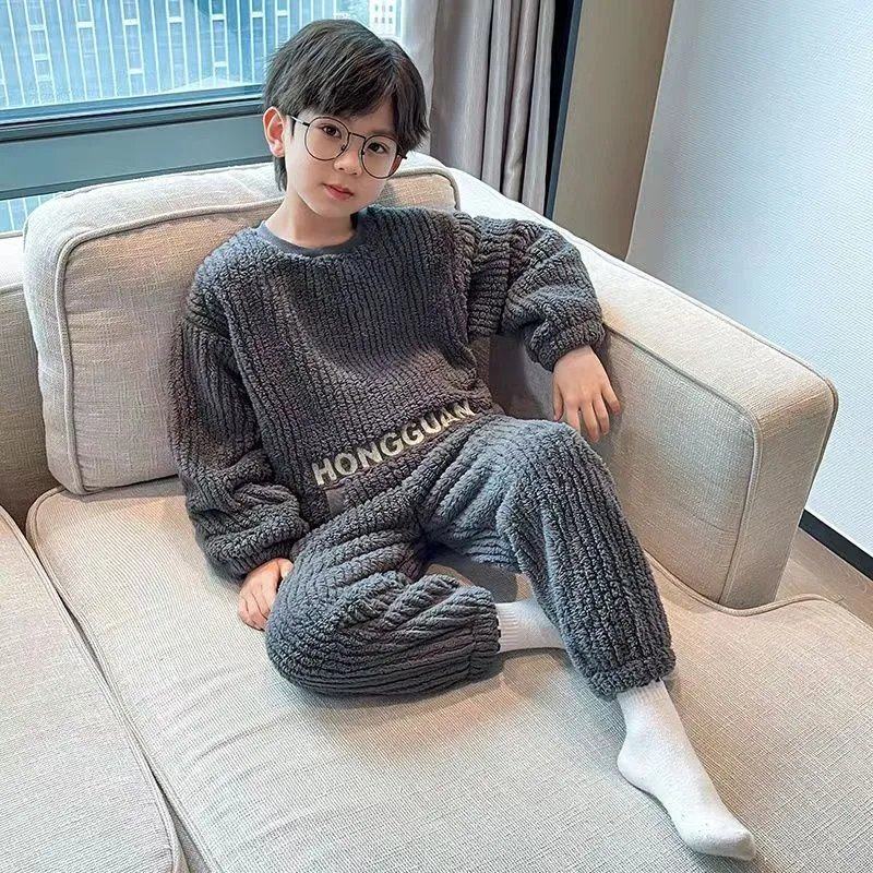 儿童睡衣法兰绒秋冬季新款大童睡衣束脚保暖珊瑚绒男童家居服套装,童装/婴儿装/亲子装,家居服套装,淘宝优惠券,粉丝福利购,淘宝优惠卷