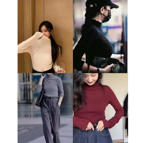 真丝羊毛高领打底衫自带发热