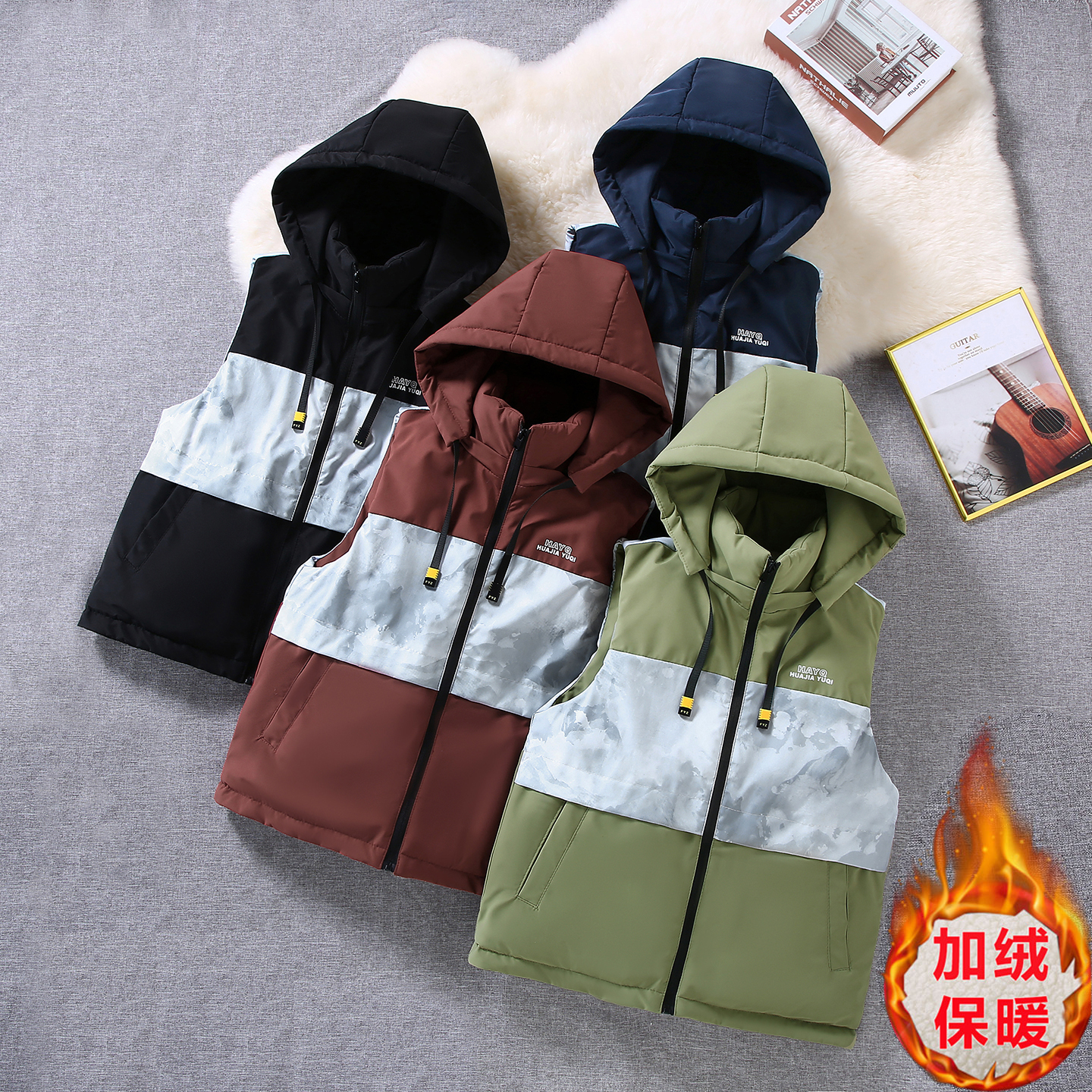 秋冬新款儿童羽绒棉马甲男童加绒加厚背心男孩棉服学生坎肩中大童