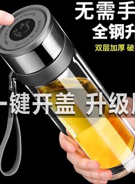 德国进口品质一键按压式玻璃水杯