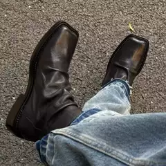 Winter Martin Boots for Men, British Style, Back Zipper, Popular Mid-Top Chelsea Boots, Square Toe, Trendy Men's Casual Boots