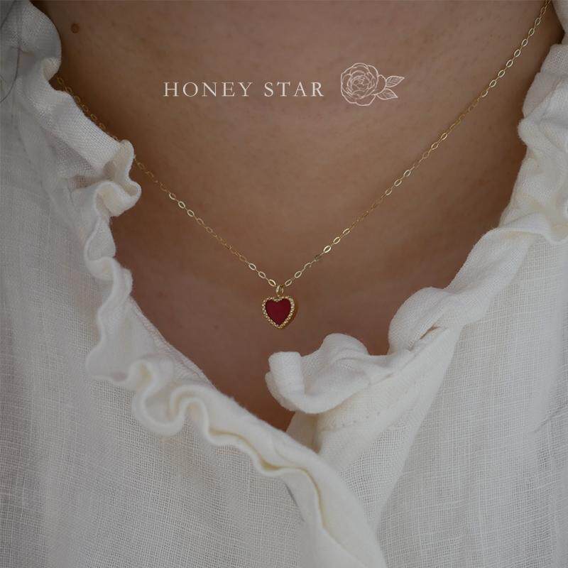 HONEY.14k金红玛瑙爱心项链