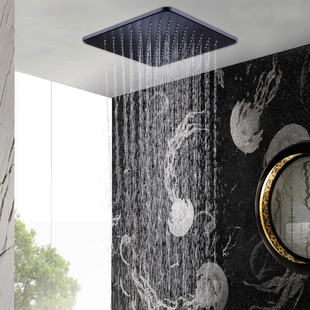 酒店家装花洒雨淋全铜顶喷淋浴哑光黑色喷头浴室工程广东开平卫浴