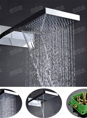 创意暗装不锈钢超大花洒头瀑布顶喷淋浴喷头多功能入墙式带预埋盒