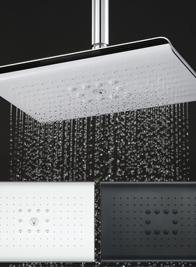 家用浴室明装淋浴花洒顶喷头27x18cm长方形白色/黑色ABS洗浴喷头