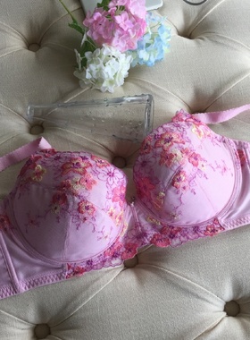 日单夏日透气款刺绣文胸粉色黄色咖啡色85E90E95D80E