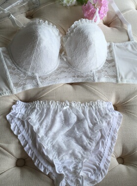 日本原单纯白色新娘婚纱五排扣大码薄杯文胸套装80D85D90D95D100D