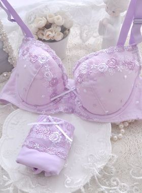 浪漫紫色大码胖MM文胸套装85D85E90B90C90D90E95B95C95D100B100C
