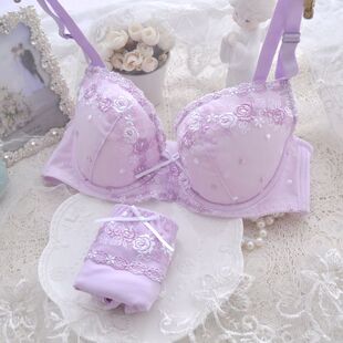 浪漫紫色大码胖MM文胸套装85D85E90B90C90D90E95B95C95D100B100C