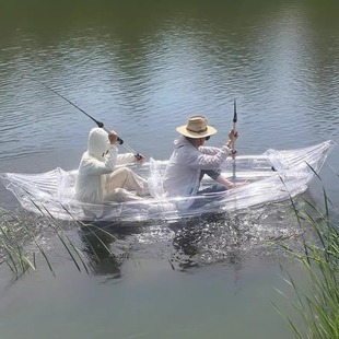 水上透明船景区漂流公园游玩充气船折叠独木舟婚纱拍摄网红水晶船