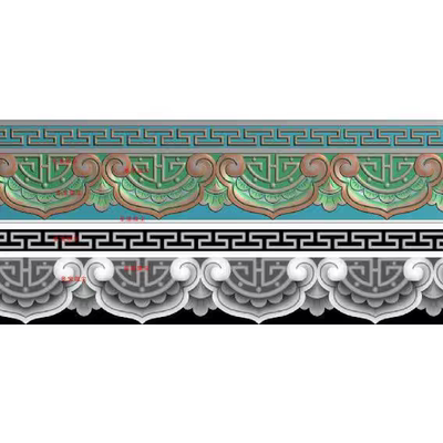 如意万字纹屋檐沟福莲花仿古装饰窄围tso49瓦浮雕图精雕图jdp