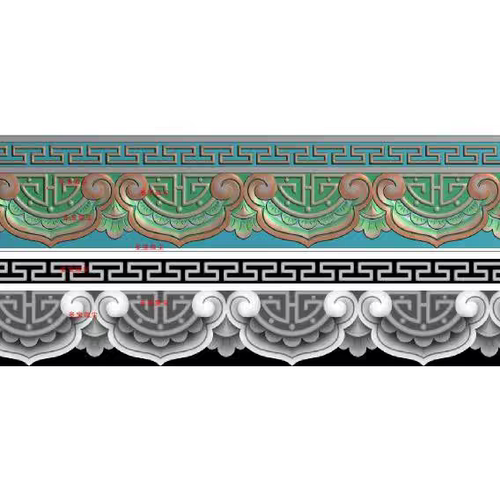 如意万字纹屋檐沟福莲花仿古装饰窄围tso49瓦浮雕图精雕图jdp