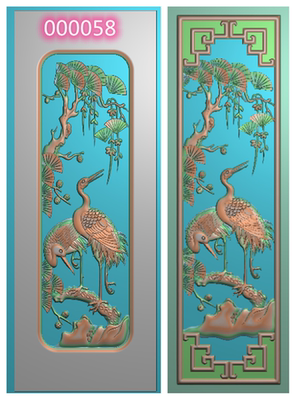 精雕图四季花鸟背板松鹤延年沙发餐椅竖浮雕图木雕 jdp