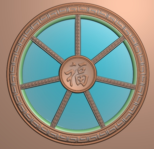 灰度图 木雕果盘精雕图 过年过节果盘浮雕图 七格福字盘子雕刻图