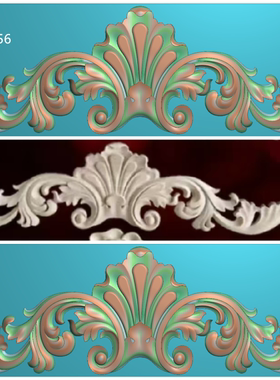45121 有线 横版欧式洋花石雕 木门顶花门头花洋贴花精雕图灰度图