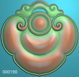 如意头精雕图浅浮雕白玉灰度图artcam木雕图电脑玉雕如意锁长命锁