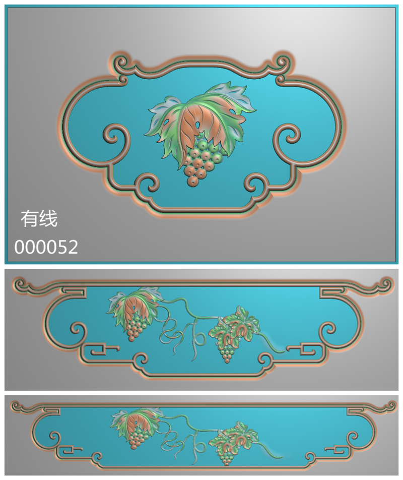 葡萄背板精雕图Jdp 新款沙发葡萄背板浮雕图 灰度图 有线