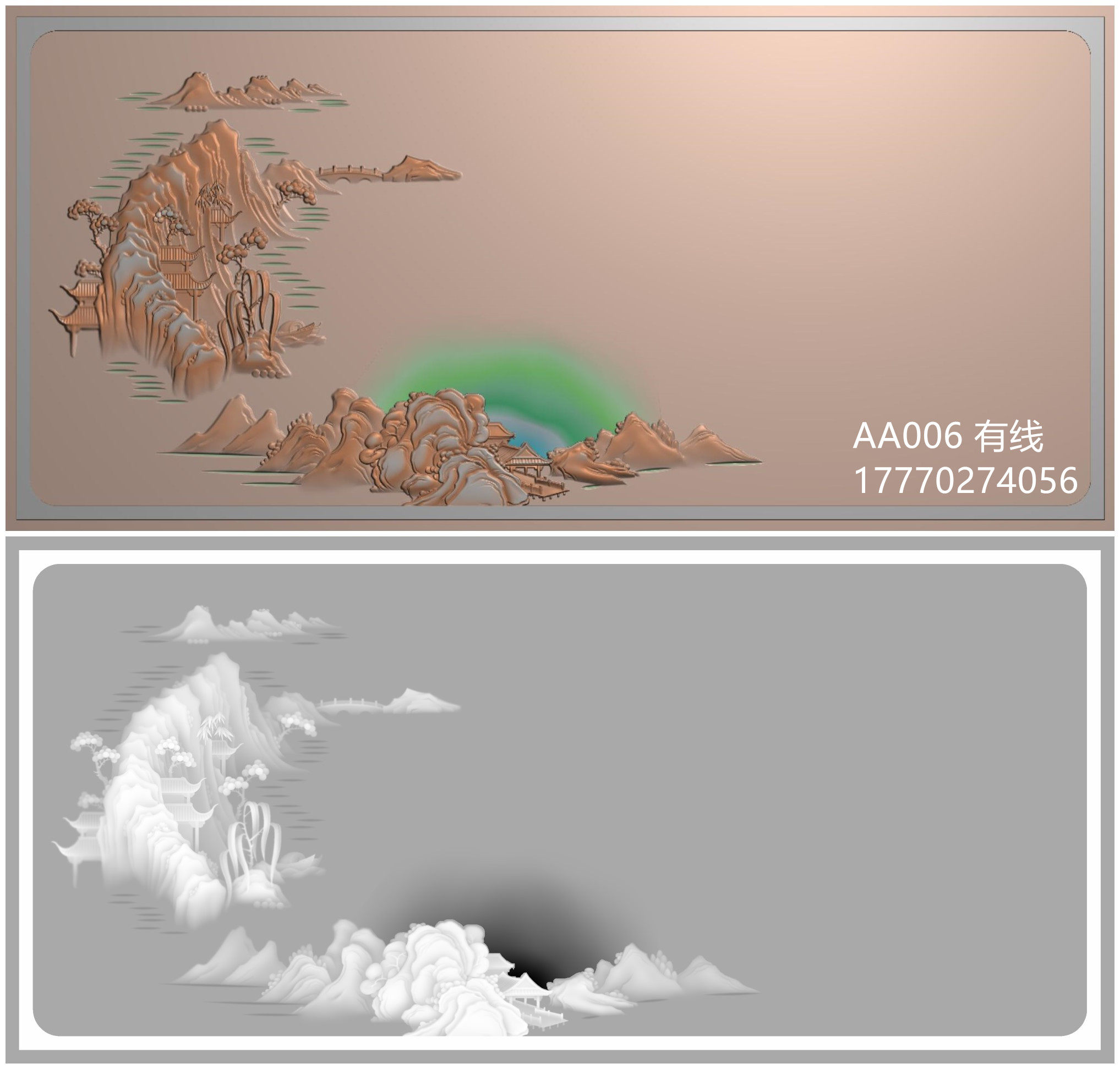 aa006新精品山茶盘精雕图 精品茶台山茶盘浮雕图灰度图