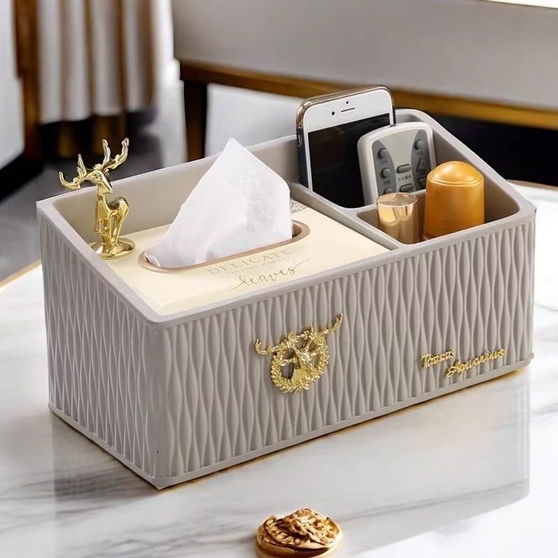 纸巾盒客厅高档轻奢浅灰家用茶几桌面遥控器收纳创意多功能抽纸盒,收纳整理,纸巾盒,淘宝优惠券,粉丝福利购,淘宝优惠卷