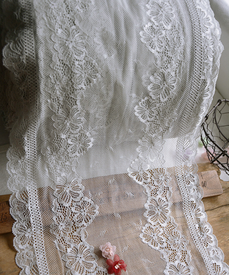 柔软弹力蕾丝花边辅料lolita手工弹性布料衣服材料 灰色宽24厘米