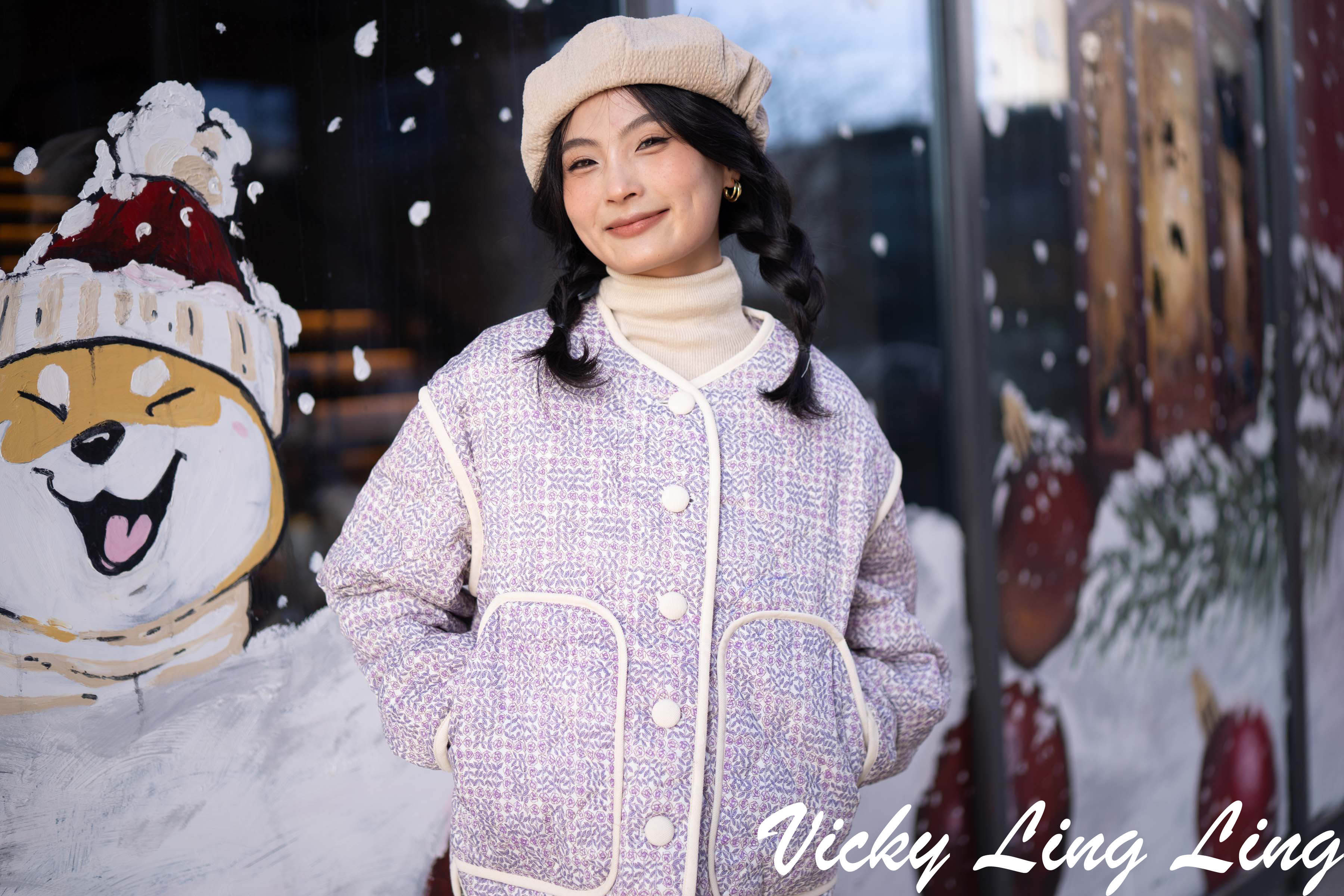 liberty淡紫睡玫瑰日本灯芯绒装饰边休闲新雪丽棉服