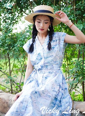 LIBERT蓝色故事岛连衣裙