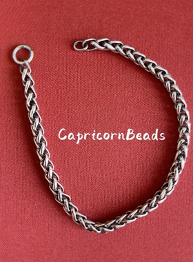 925银蛇骨链手串配珠蛇骨麻花链