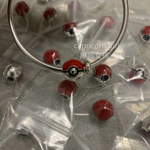 925银珠 珐琅 可爱童趣diy 精灵球 大孔珠子 潘家ohm手链手镯配件