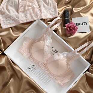 VALINGNSL蕾丝内衣女小胸聚拢显大文胸套装性感胸罩美背无钢圈