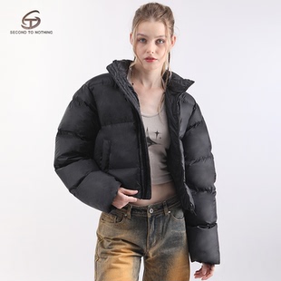 加厚面包服百搭蓬松外套 冬季 STN短款 立领白鸭绒羽绒服女2025新款