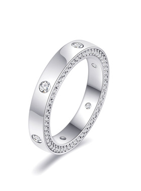 排钻S925纯银戒指女时尚轻奢高级感小众设计叠戴食指情侣指环礼物