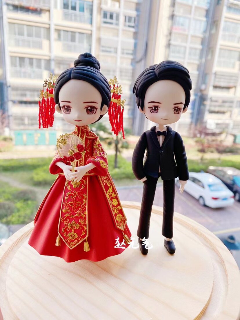 古风婚纱照秀和服超轻粘土手办定景观小品/装置艺术