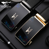 带新款 正品 腰带高档名牌牛皮裤 皮带真皮自动扣男式 潮流 七匹狼男士