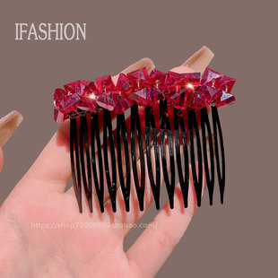 高级感水晶发梳插梳头饰网红新款 气质发卡女高级感丸子头盘发神器