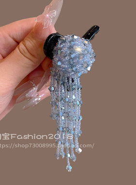 高级感精致水晶流苏小抓夹时尚轻奢重工发夹额前碎整理侧边夹发饰