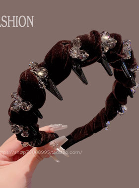 法式高颅顶水钻发箍女款2025新款洗脸头箍日常外戴发带压发卡头饰