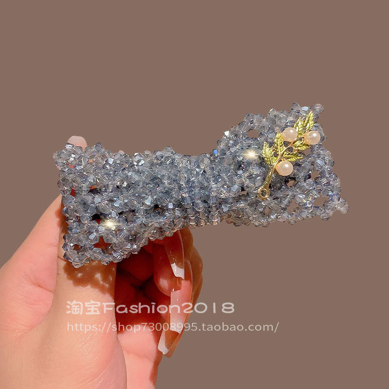轻奢满钻水晶蝴蝶结发夹弹簧夹时尚高级感bb夹气质刘海发卡边夹子
