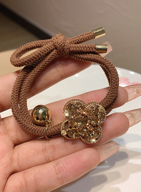 韩国新款精致甜美闪钻四叶花头绳高弹力皮筋时尚百搭发绳发卡发饰