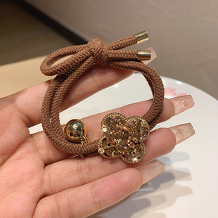 韩国新款精致甜美闪钻四叶花头绳高弹力皮筋时尚百搭发绳发卡发饰