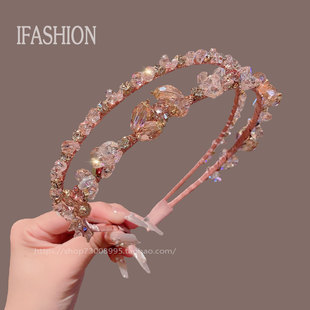 韩系精致甜美轻奢高级感重工水晶发箍超仙ins风时尚百搭头箍发饰
