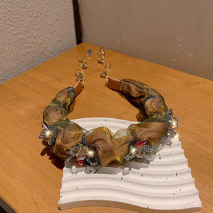 欧美2024新款复古夸张高级感发箍重工欧根纱水晶流苏头箍头饰发饰